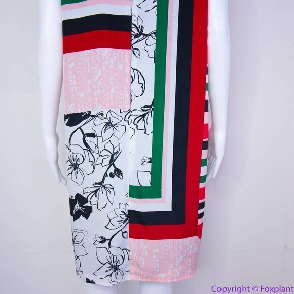 NEW SLNY floral print tie neck color block sleeveless‎ dress, 18W - Picture 8 of 16